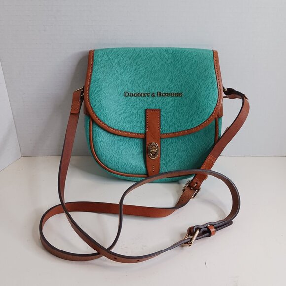 Dooney & Bourke Designer Teal Saddle Bag Flap Crossbody Purse Handbag - Picture 16 of 16